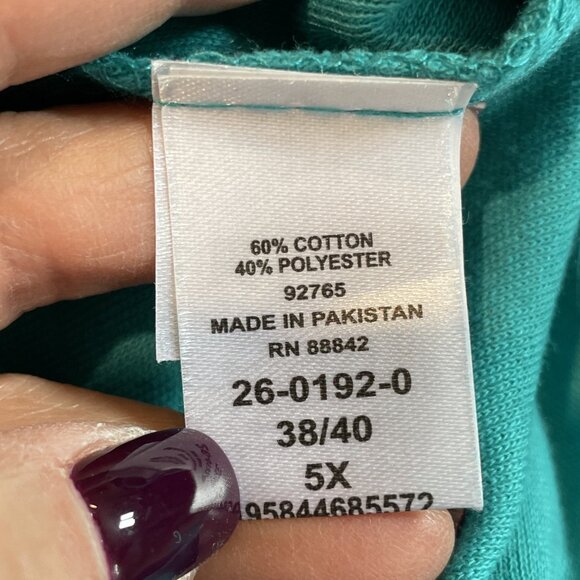 Woman Within Pull On Pants Size 5X Turquoise Elastic Stretch Athleisure Comfort - Picture 10 of 12